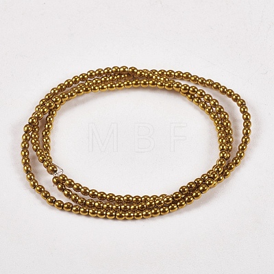 Golden Plated Electroplate Non-Magnetic Synthetic Hematite Round Beads Strands X-G-J169A-2mm-04-1