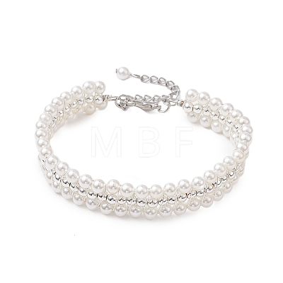 Electroplate Non-magnetic Synthetic Hematite & Shell Pearl Braided Bead Bracelets BJEW-JB110101-01-1