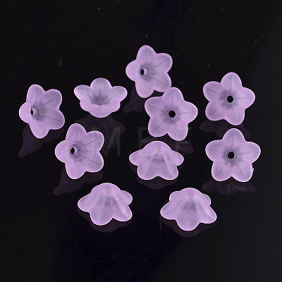 Chunky Violet Transparent Frosted Flower Acrylic Beads X-PL560-4-1