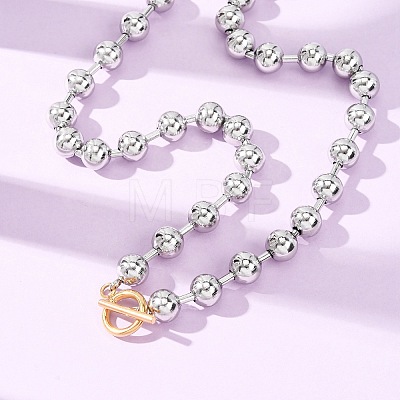 201 Stainless Steel Ball Chain Necklaces with Golden Tone OT Clasps SA-CBAD3BB-05P-1