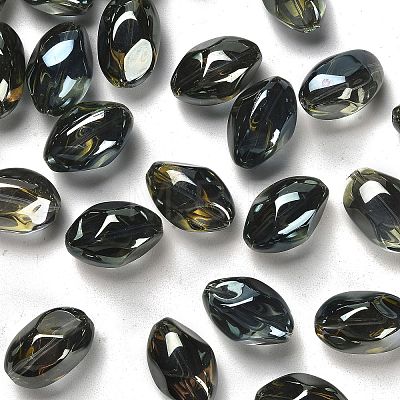Full Rainbow Plated Crystal Glass Oval Beads Strands EGLA-F026-A02-1
