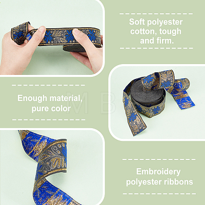   2Pcs 2 Colors Ethnic Style Embroidery Polyester Ribbons OCOR-PH0003-92-1