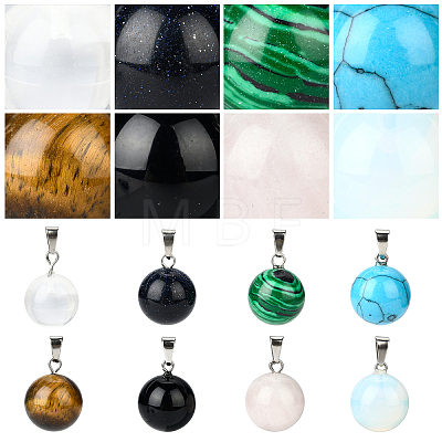 16Pcs 8 Style Natural & Synthetic Gemstone Pendants G-NB0003-04-1