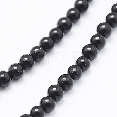 Natural Black Onyx Beads Strands G-E469-08-3mm-1