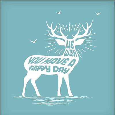 Christmas Reindeer Self-Adhesive Silk Screen Printing Stencil DIY-WH0173-002-1