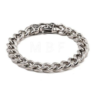 304 Stainless Steel Cuban Link Chain Bracelet NJEW-D050-02C-P-1