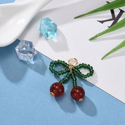 Glass Seed Beads Pendants X-PALLOY-JF00520-1