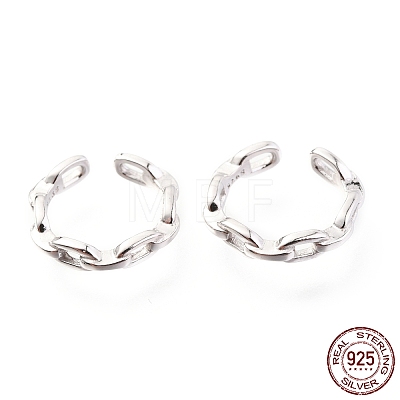 Anti-Tarnish Rhodium Plated 925 Sterling Silver Cuff Earrings EJEW-H124-05P-1