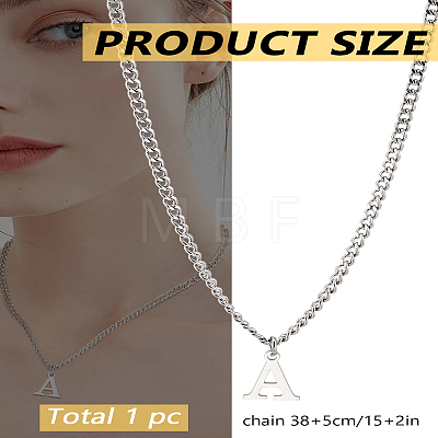 1Pc 304 Stainless Steel Letter Pendant Necklaces NJEW-LP0001-33A-P-1