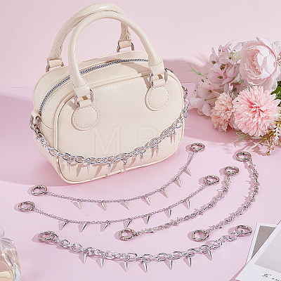 6Pcs 3 Styles Aluminum Cable Chain Boot Strap Chains HJEW-PH02514-1