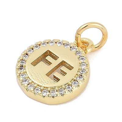 Brass Micro Pave Clear Cubic Zirconia Pendants KK-G522-36G-1