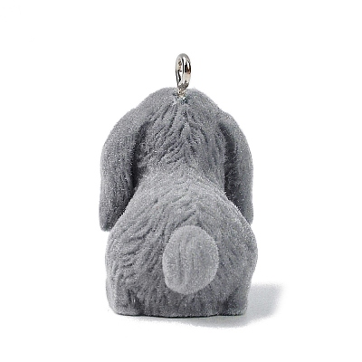 Animal Theme Flocky Opaque Resin Pendants RESI-H042-01P-18-1