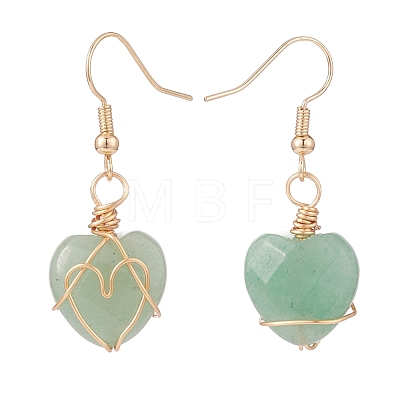 Gemstone Heart Dangle Earrings EJEW-JE04965-1