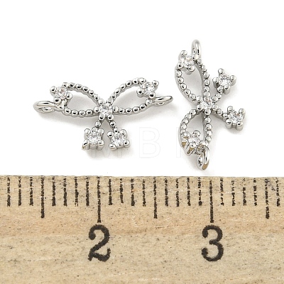 Brass Pave Clear Cubic Zirconia Connector Charms KK-Q820-41P-1