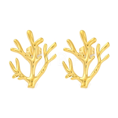 Ion Plating(IP) 304 Stainless Steel Tree Branch Stud Earrings EJEW-D281-08G-1