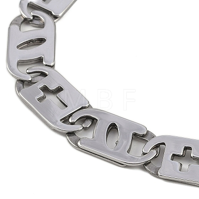 304 Stainless Steel Mariner Hollow Cross Link Chain Bracelets BJEW-B078-64P-01-1