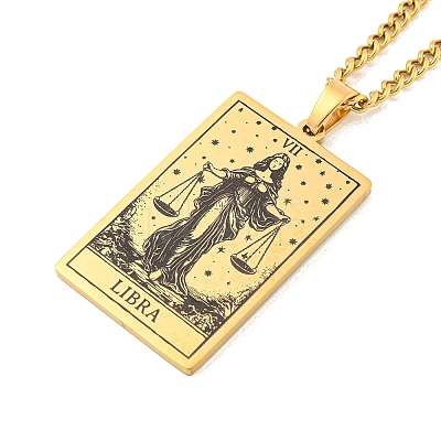 304 Stainless Steel Tarot Pendant Necklaces NJEW-A026-01G-07-1