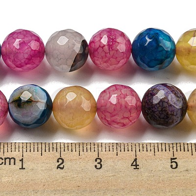 Faceted Natural Dragon Veins Agate Beads Strands G-F447-12mm-P06-1