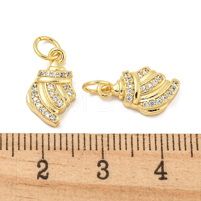 Rack Plating Brass Micro Pave Clear Cubic Zirconia Pendants KK-B093-18G-1