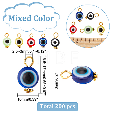 200Pcs Evil Eye Resin Pendants RESI-DC0001-04-1