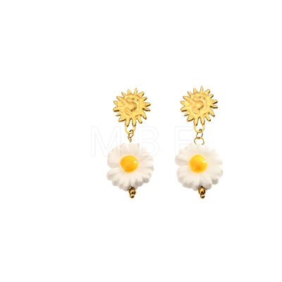 304 Stainless Steel & Handmade Porcelain Stud Dangle Earrings WG2AA73-01-1