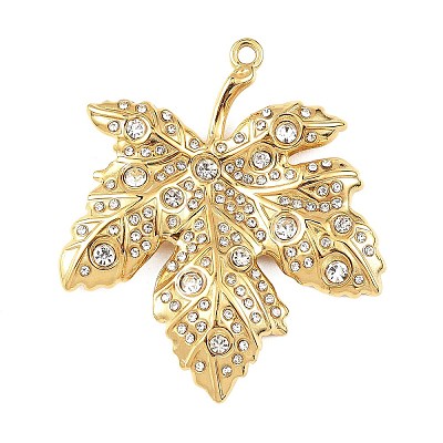 304 Stainless Steel with Rhinestone Big Pendants STAS-Z186-02G-01-1