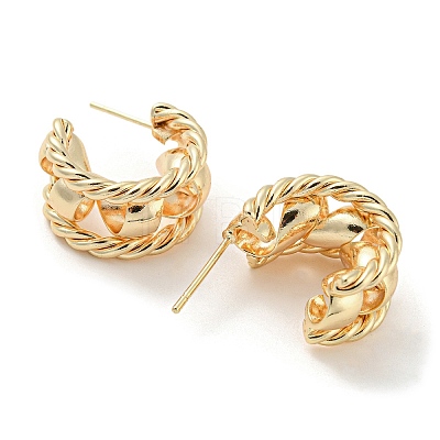 Brass Stud Earrings EJEW-K264-06G-1
