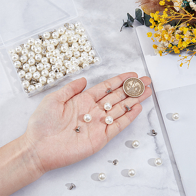 100Pcs ABS Imitation Pearl Snap Rivet Butt Screw DIY-GF0013-40-1
