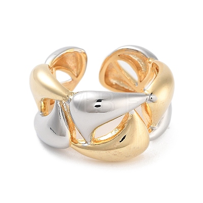 Brass Teardrop Open Cuff Ring for Women RJEW-C102-06GP-1