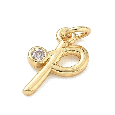 Brass Micro Pave Clear Cubic Zirconia Charms KK-D289-66G-P-1
