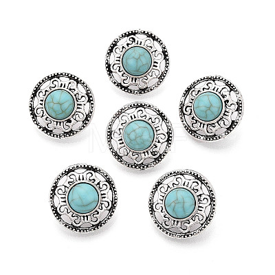 Zinc Metal Alloy & Natural Turquoise Buttons BUTT-WH0057-001C-AS-1
