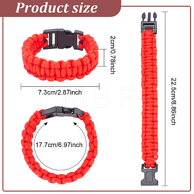ANATTASOUL 9Pcs 9 Colors Survival Polyester Cord Bracelets Set with Plastic Clasps for Hiking Camping Outdoor BJEW-AN0001-60-1