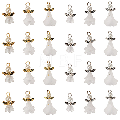  30Pcs 6 Styles Angel Frosted Acrylic Pendants FIND-TA0002-86-1