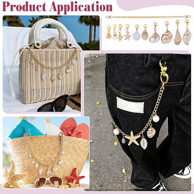 Aluminium Bag Extender Chains and Shell & Resin Pendant Decorations HJEW-PH02529-1