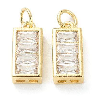Brass Micro Pave Clear Cubic Zirconia Charms ZIRC-M113-04G-1