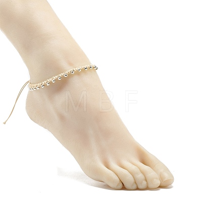 Synthetic Hematite Braided Bead Anklet AJEW-AN00479-1