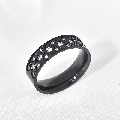 304 Stainless Steel with Clear Cubic Zirconia Finger Rings FS-WG2FC1C-04-1