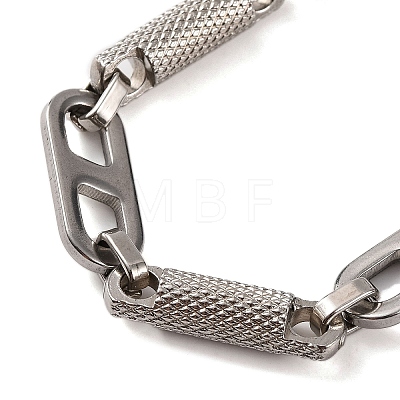 Tarnish Resistant 304 Stainless Steel Column & Oval Link Chain Bracelets BJEW-B078-85P-1