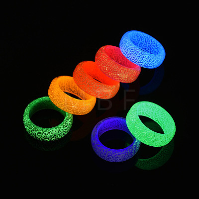 Glow in the Dark Luminous Resin Chunky Branch Pattern Finger Ring for Women RJEW-T022-003-1