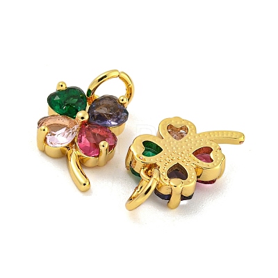 Brass with Colorful Cubic Zirconia Charms KK-G490-19G-1