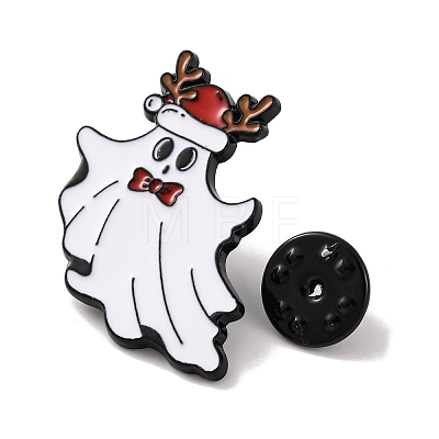 Christmas Theme Ghost with Deer Hat Enamel Pins JEWB-M043-06D-1