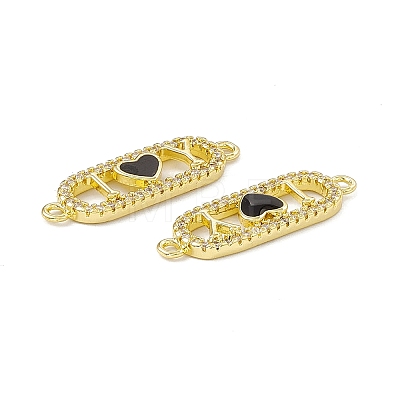 Rack Plating Brass Micro Pave Clear Cubic Zirconia Connector Charms ZIRC-I061-02G-03-1