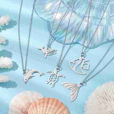 Ocean Theme Pendant Necklaces NJEW-JN04870-1
