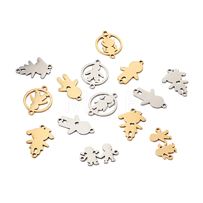  Jewelry 14Pcs 14 Style 201 Stainless Steel Connector Charms STAS-PJ0001-27-1