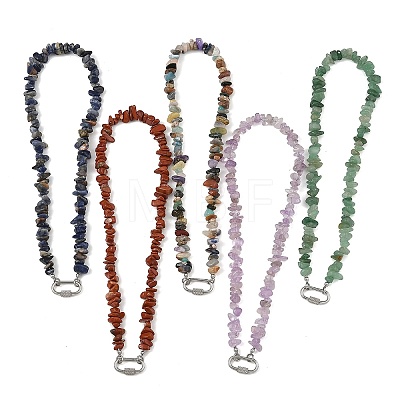 Natural Gemstone Chip Beaded Necklaces NJEW-JN06393-1