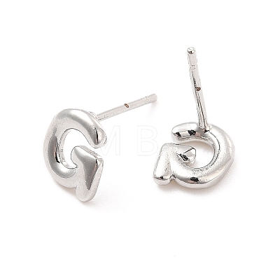 Brass Hollow Out Initial Letter Stud Earrings for Women EJEW-A044-01P-G-1