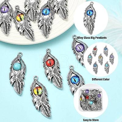 10Pcs 5 Colors Alloy Glass Big Pendants FIND-CJ0005-78-1
