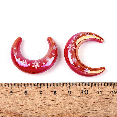 Christmas UV Plating Printed Opaque Acrylic Beads MACR-N018-07D-1