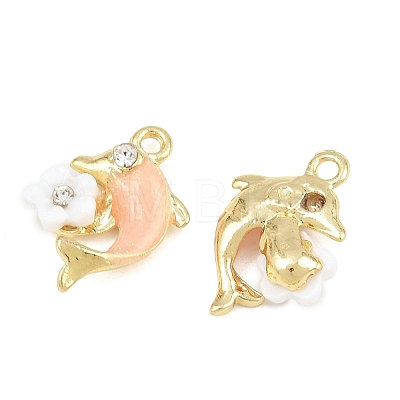 Alloy with Pink Enamel Pendants RB-CBA1FD3-22G-01-1