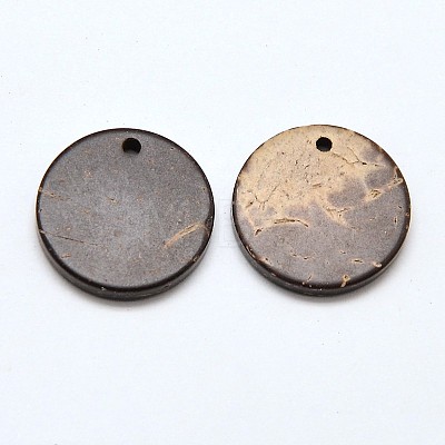Wood Jewelry Findings Flat Round Coconut Pendants X-COCO-E001-10A-1
